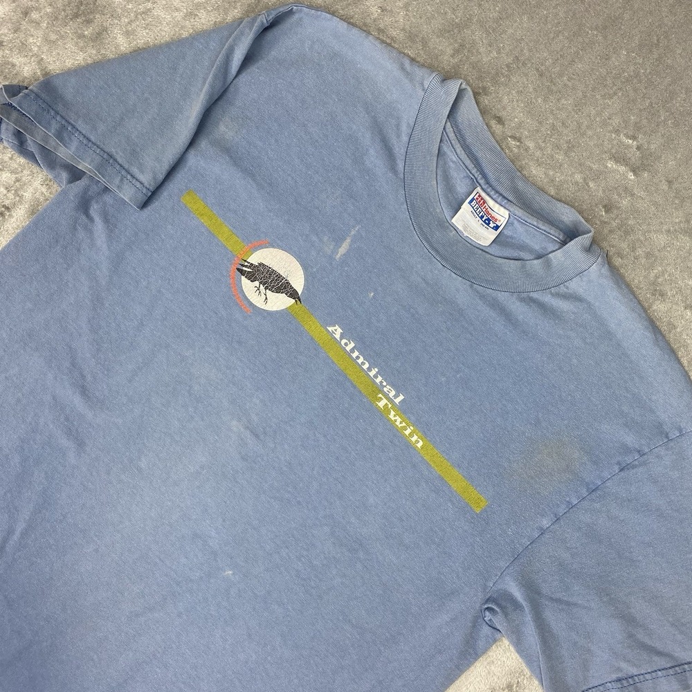 Admiral Twin Shirt Mens Size L Blue Unlucky Album Band Tee 90s Y2K Skater